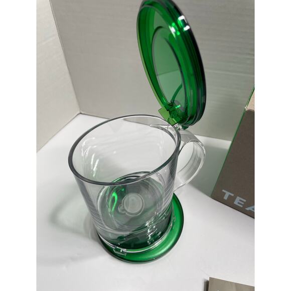 Teavana PERFECTEA MAKER NEW IN BOX 16 Oz Oval Tea Infuser Green Lid Coaster - Picture 5 of 6